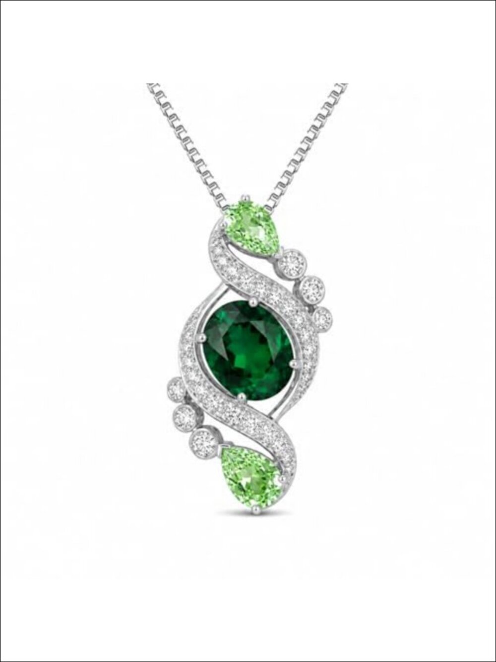 Handmade White Gold Plated Copper Pendant Necklace Serpentine Wave